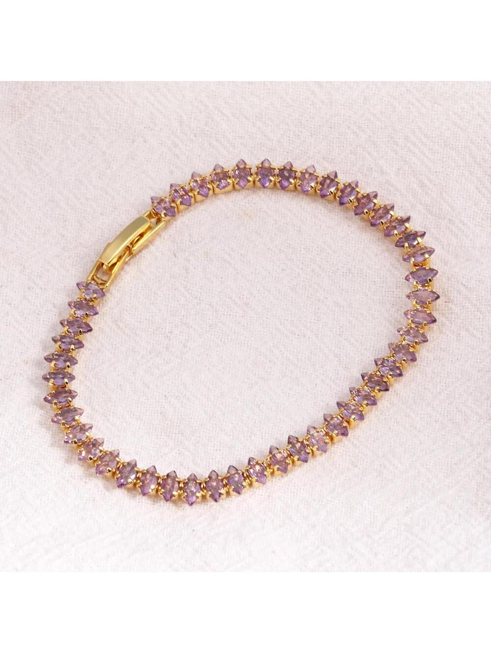 Lavender marquise tennis - Bracelet - Gold - CZs - 2.5 * 5mm / 6.5"